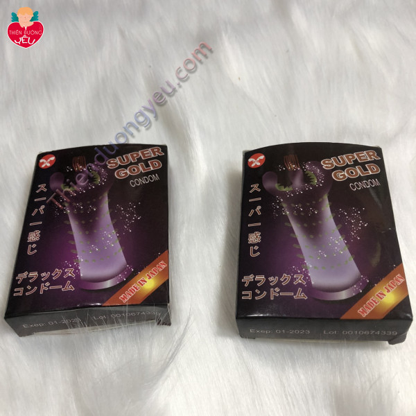 Hộp Bao Cao Su Super Gold hộp 2 Cái Đôn Gân Gai Cực Phê